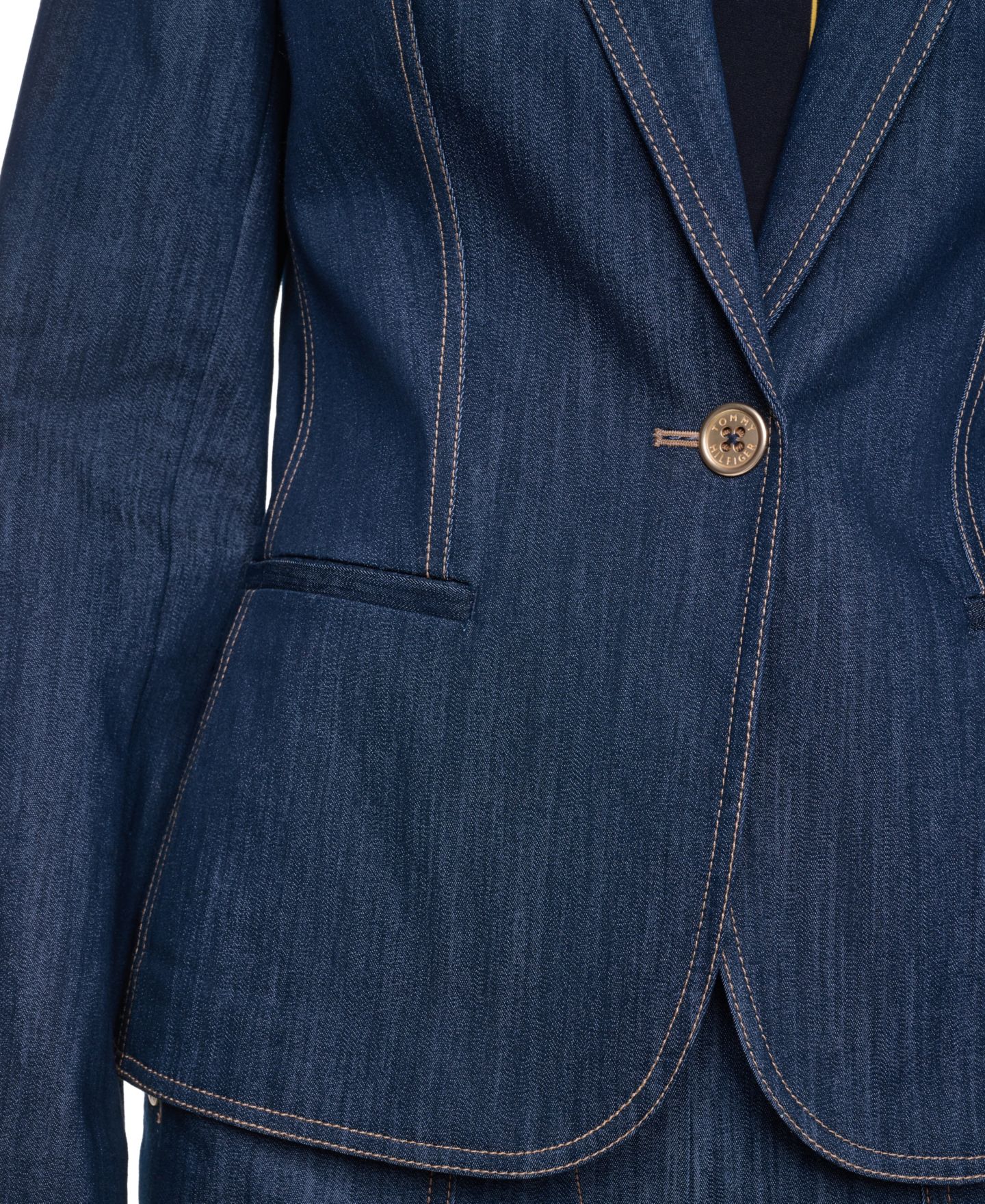 Женский пиджак Tommy Hilfiger Notch-Collar One-Button Blazer, цвет: Тёмно-синий — фото 6