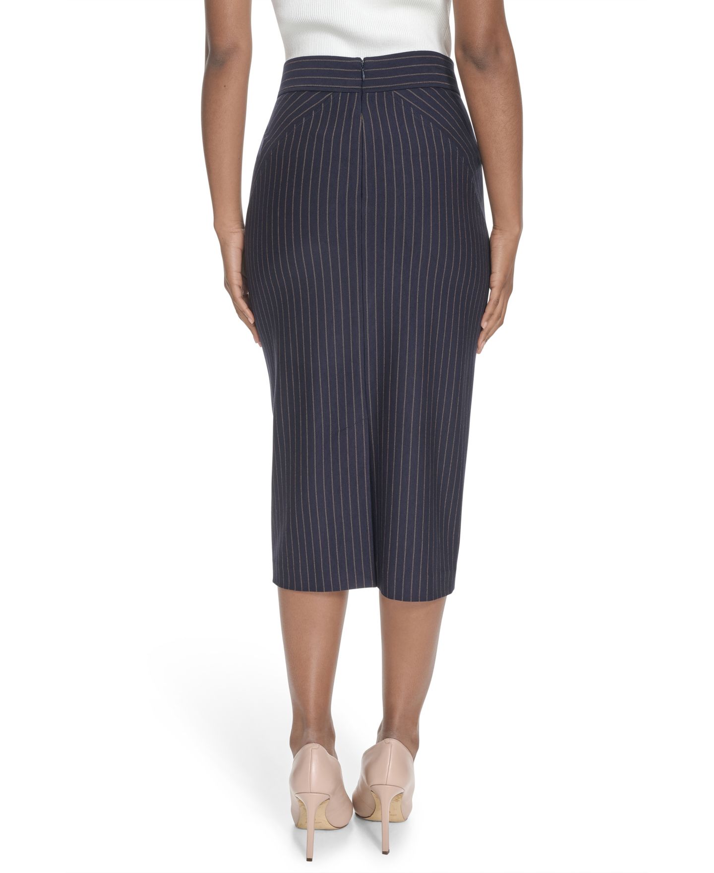 Женская юбка Tommy Hilfiger Midi Pencil, цвет: Тёмно-синий / Табачный — фото 7