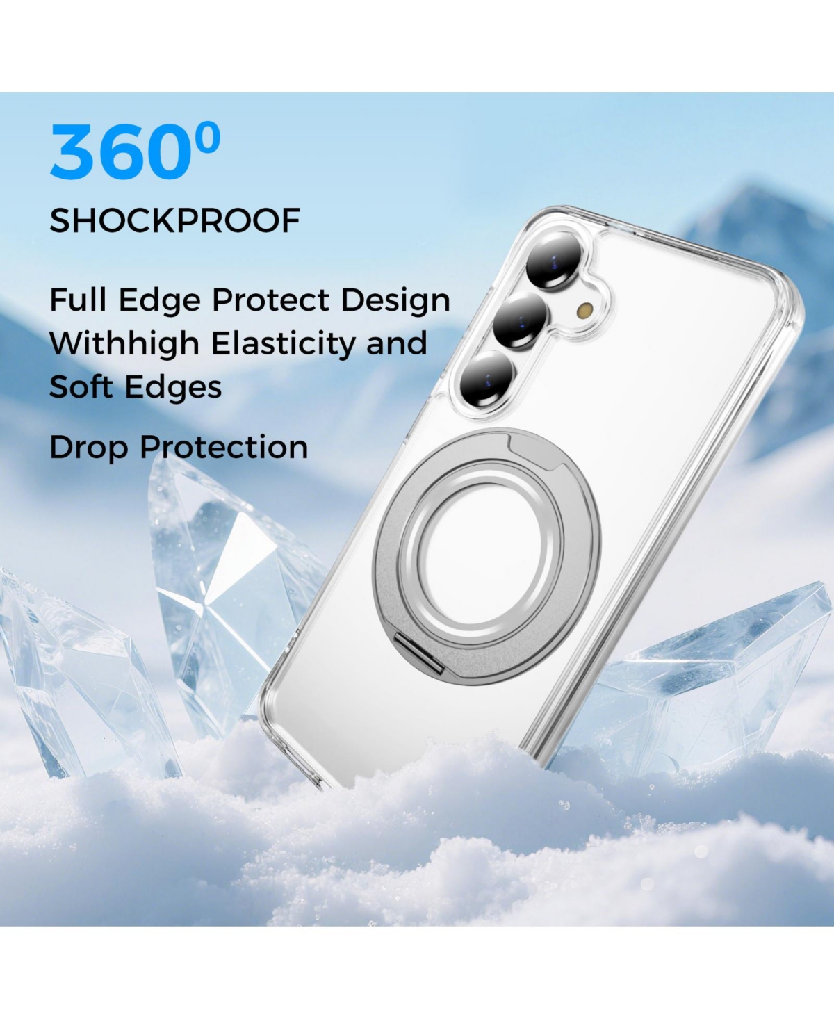 Alpha Digital Samsung Galaxy S25 Magnetic-Ring Stand Shockproof Phone Case, Compatible with Samsung Galaxy S25