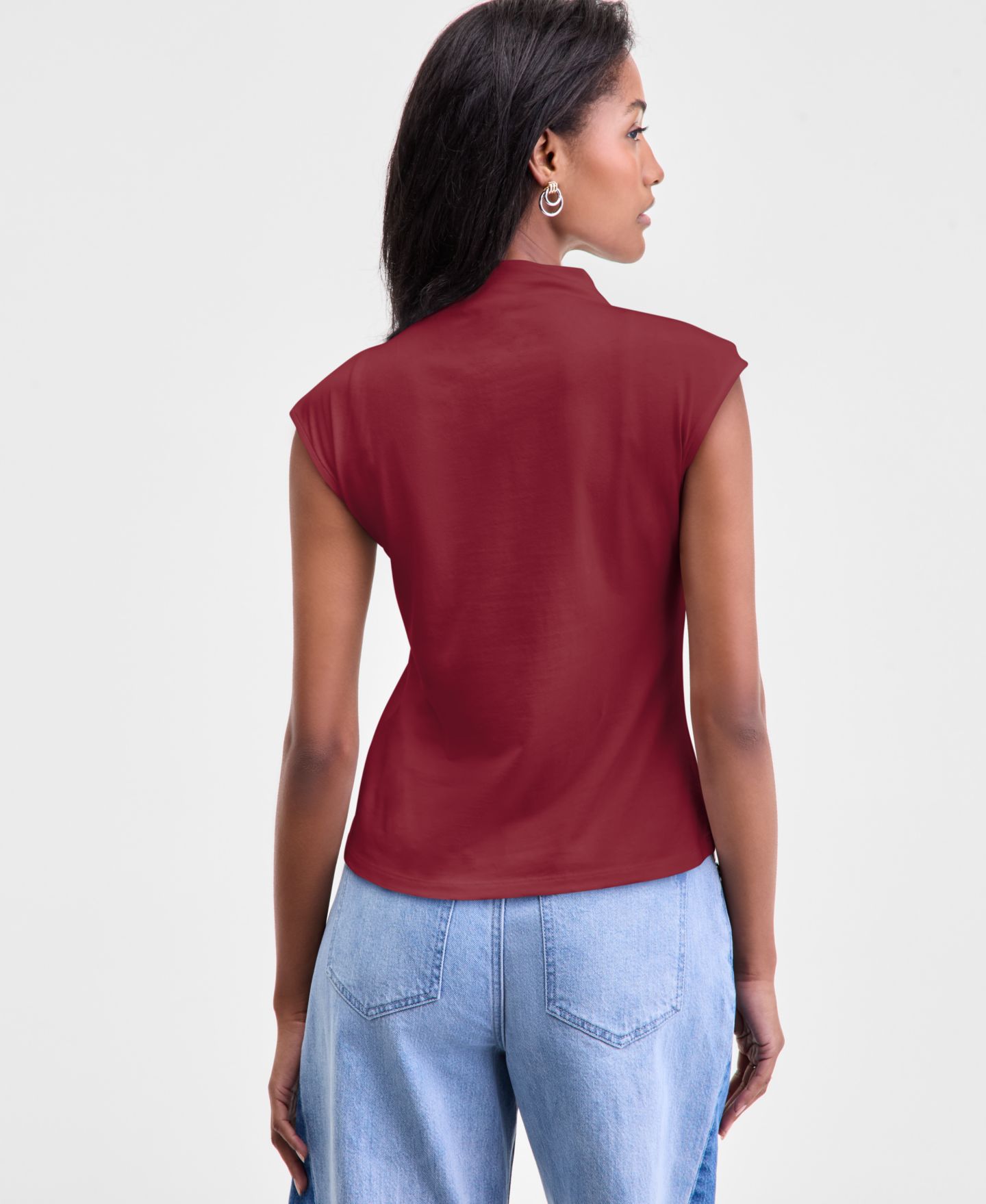 Женская футболка On 34th Funnel Neck Sleeveless, цвет: Глубокий малиновый — фото 2