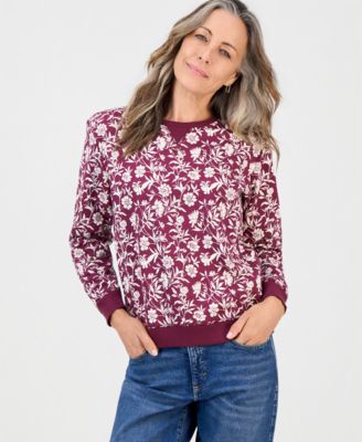Petite Turkish Tile Floral Relaxed-Fit Sweatshirt, Macy's Exclusive