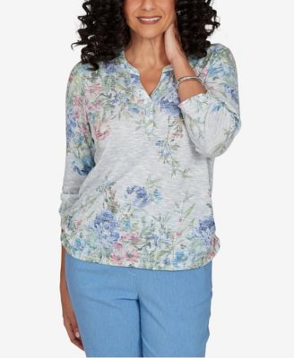 Women's Provence Floral Borders Henley Top