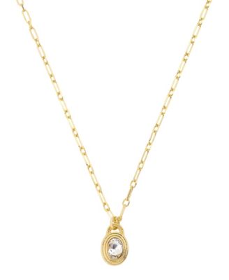 Crystal 14k Gold-Plated Birthstone Pendant Necklace