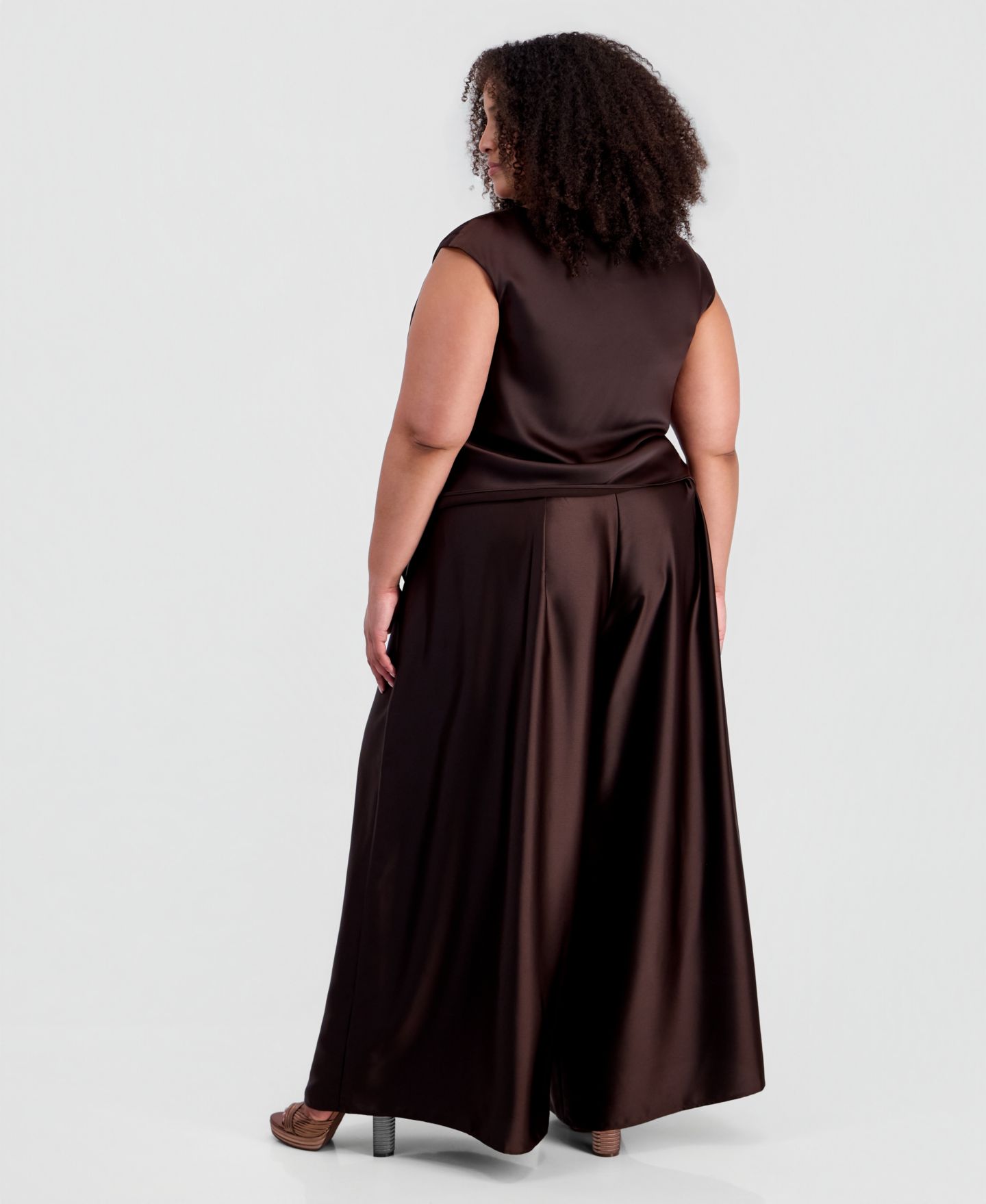 Женские брюки Muse Plus Size Pleated Wide-Leg, цвет: Коричневый — фото 4