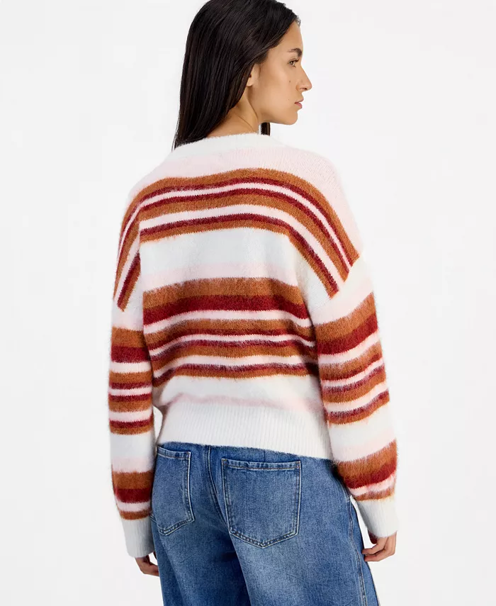 Women's Stripe Slouchy Crew Brushed Sweater - thumbnail 4