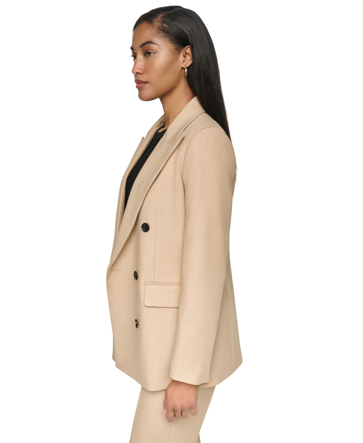 Женский пиджак DKNY Long-Sleeve Notch Collar Button-Front Blazer, цвет: Travertine — фото 4
