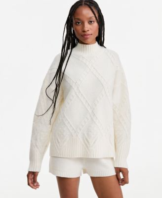 Women's Cable-Knit Mock Neck Sweater
