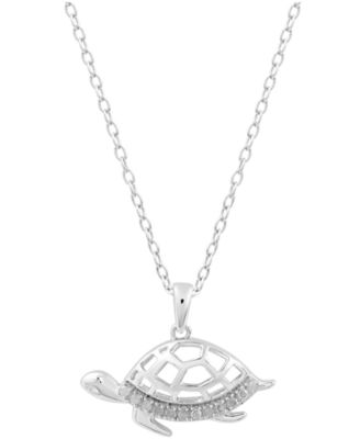 Diamond Turtle 18" Pendant Necklace (1/10 ct. t.w.) in Sterling Silver