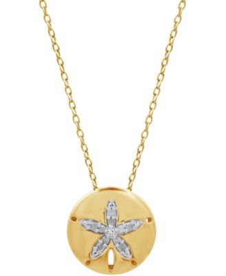 Diamond Sand Dollar 18" Pendant Necklace (1/10 ct. t.w.) in 14k Gold-Plated Sterling Silver