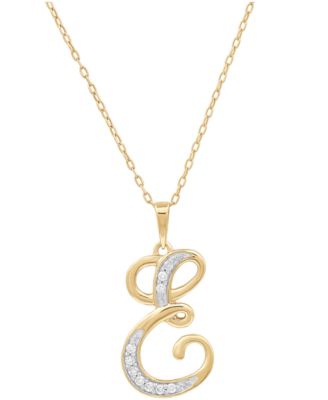 Diamond E Initial 18" Pendant Necklace (1/10 ct. t.w.) in Sterling Silver