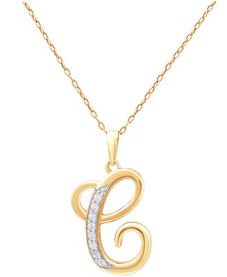 Diamond C Initial 18" Pendant Necklace (1/10 ct. t.w.) in Sterling Silver