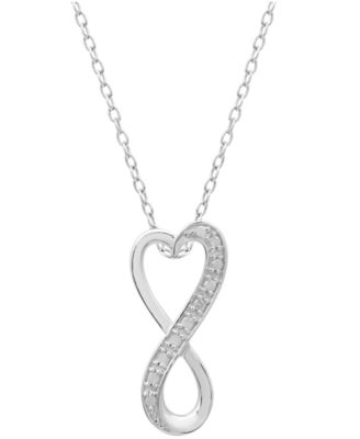 Diamond Infinity Heart 18" Pendant Necklace in Sterling Silver (1/10 ct. t.w.) 