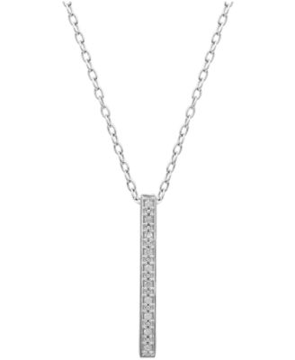 Diamond Bar Pendant Necklace (1/10 ct. t.w.) in Sterling Silver