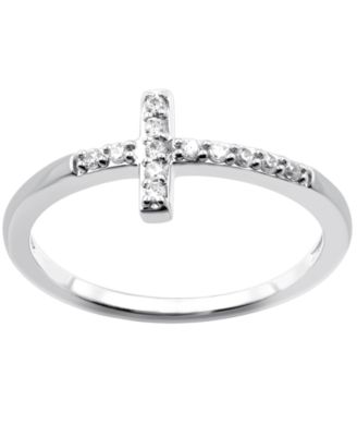 Diamond Cross Ring in Sterling Silver (1/10 ct. t.w.)
