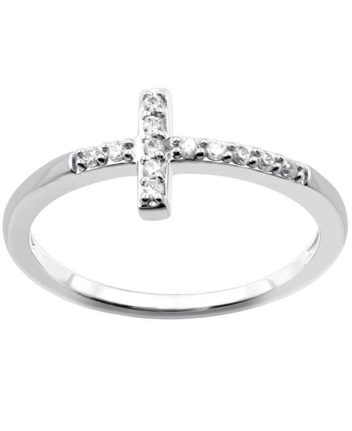 Diamond Cross Ring in Sterling Silver (1/10 ct. t.w.)