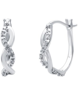 Diamond Infinity Hoop Extra Small Earrings  in 18k Gold and Sterling Silver (1/10 ct. t.w.)