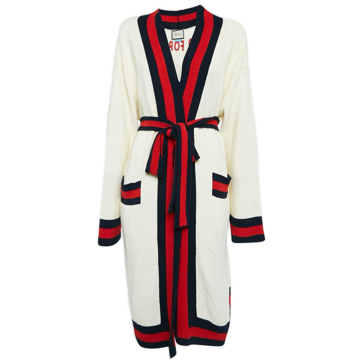 Pre-Owned Gucci Women's Web Blind For Love Cotton Terry Tiger Embellished Cardigan