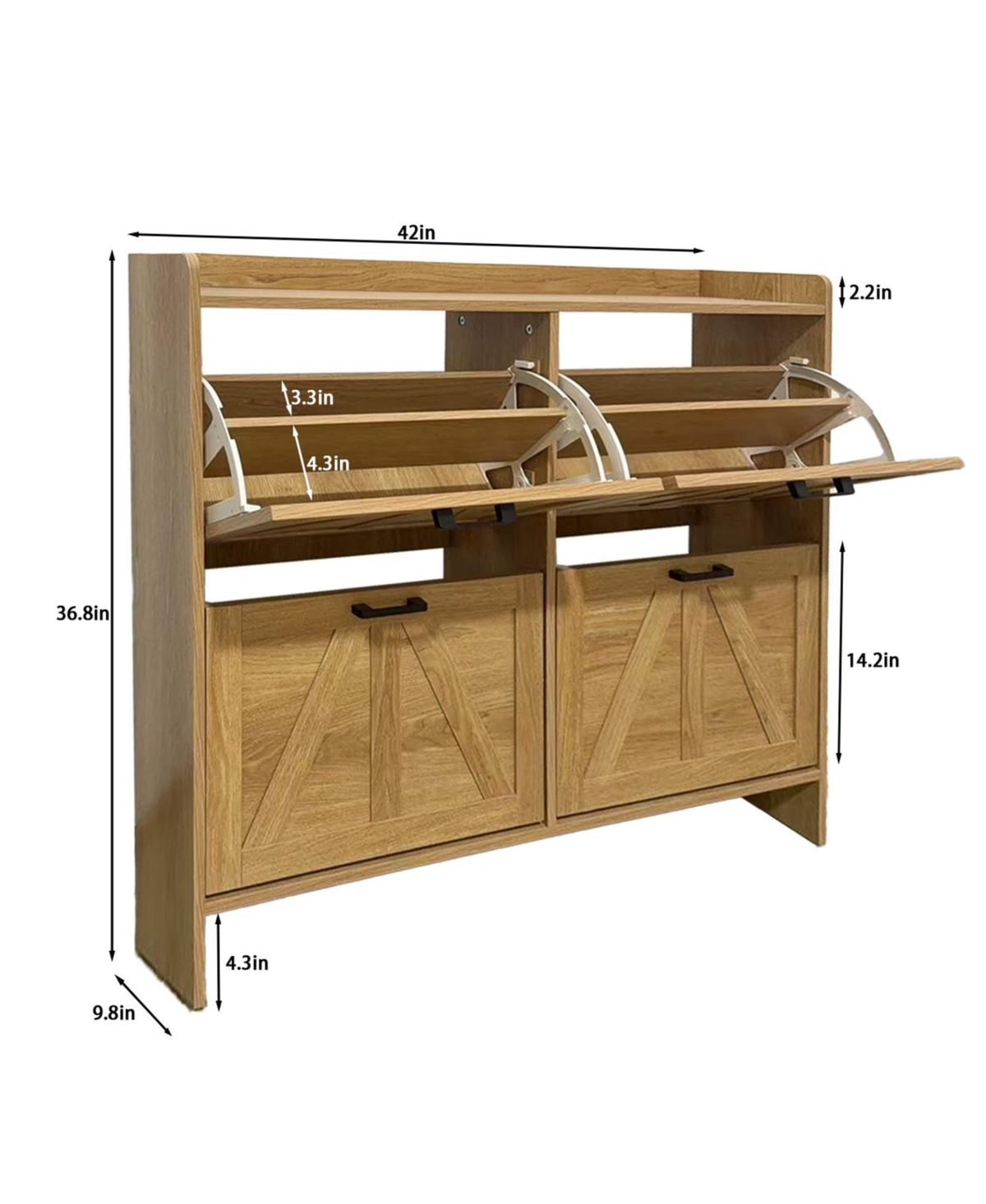 Clihome Shoe Cabinet with 4 Flip Drawers