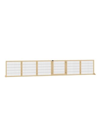 6-Panel Folding Wooden Pet Gate Freestanding Dog Safety Barrier