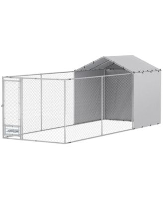 Galvanized Chain Link Outdoor Dog Kennel with Waterproof Cover