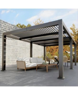 Louvered Pergola - 12 x 20 All-Aluminum Outdoor Pergolas with Adjustable Louvered Roof, Integrated Drainage System, Outdoor Gazebo