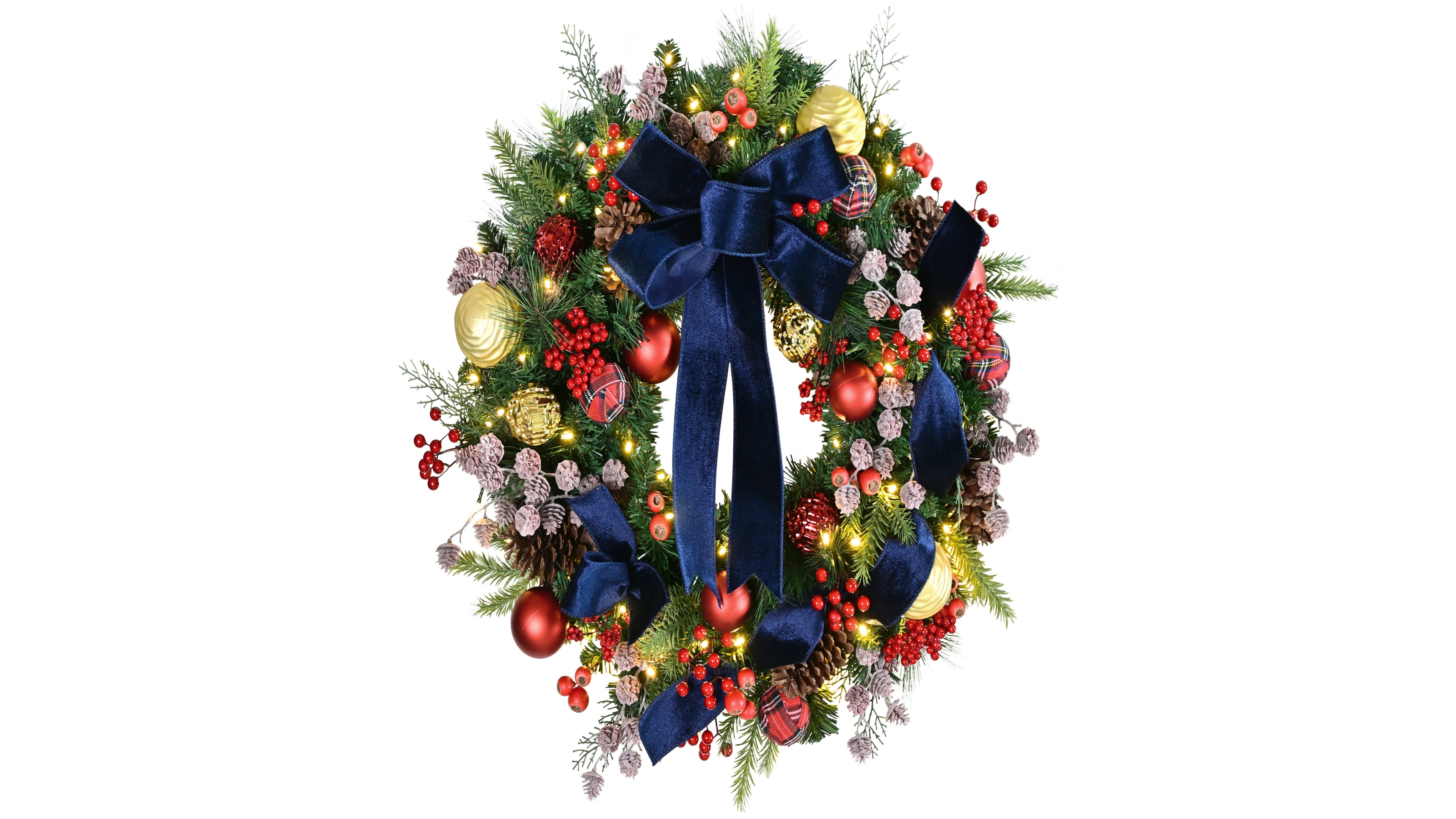 Puleo International 26" Pre-Lit Artificial Christmas Wreath