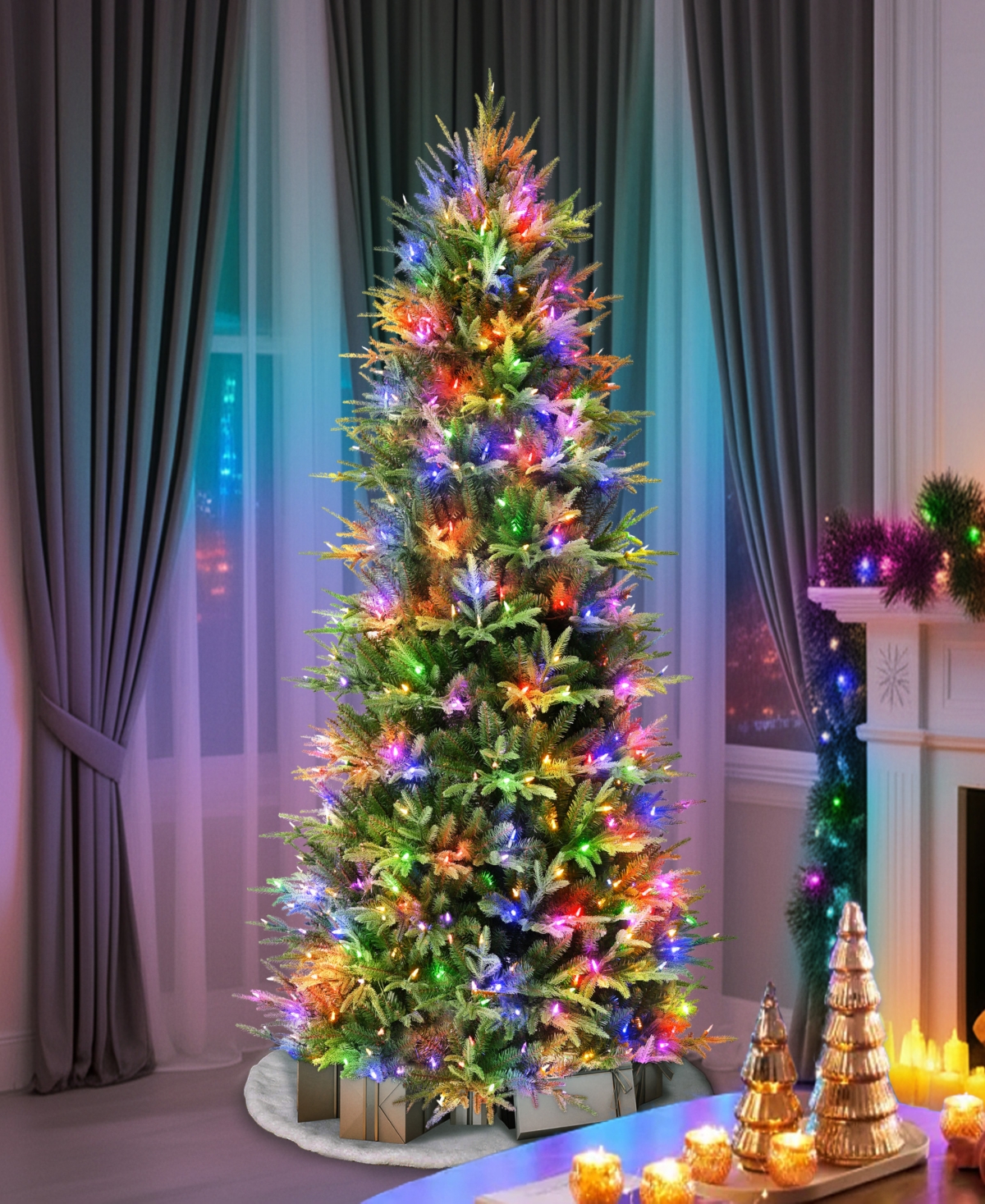 Puleo International 6.5" Pre-Lit Artificial Fraser Fir Slim Tree
