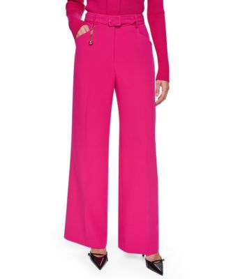 Women's Mid-Rise Belted Straight Pants