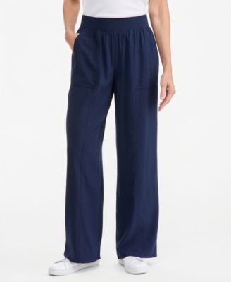 Petite High-Rise Wide-Leg Pull-On Pants