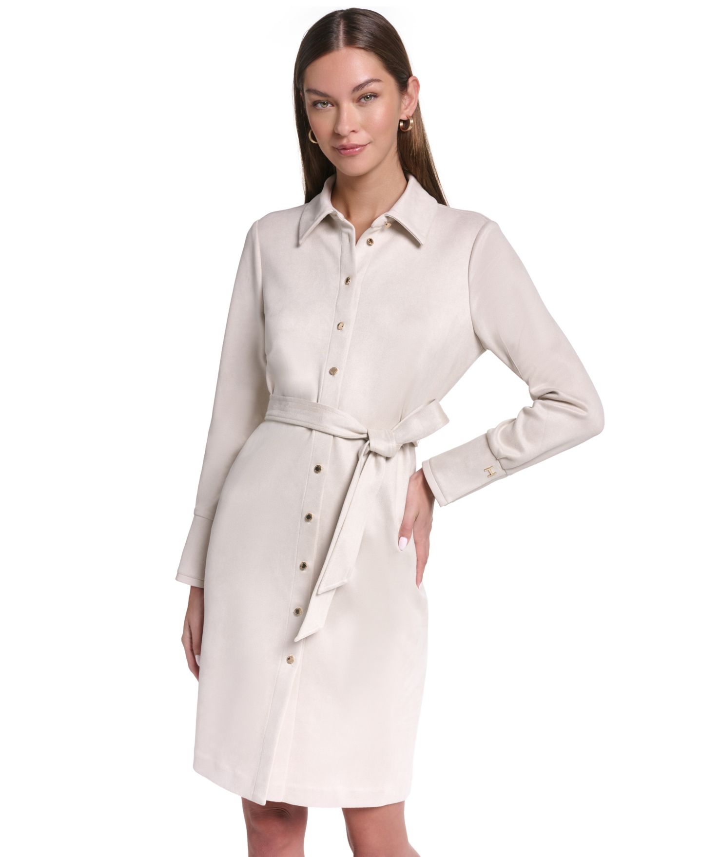 Женское платье Halston Midi Shirt Dress, цвет: Бежевый — фото 2