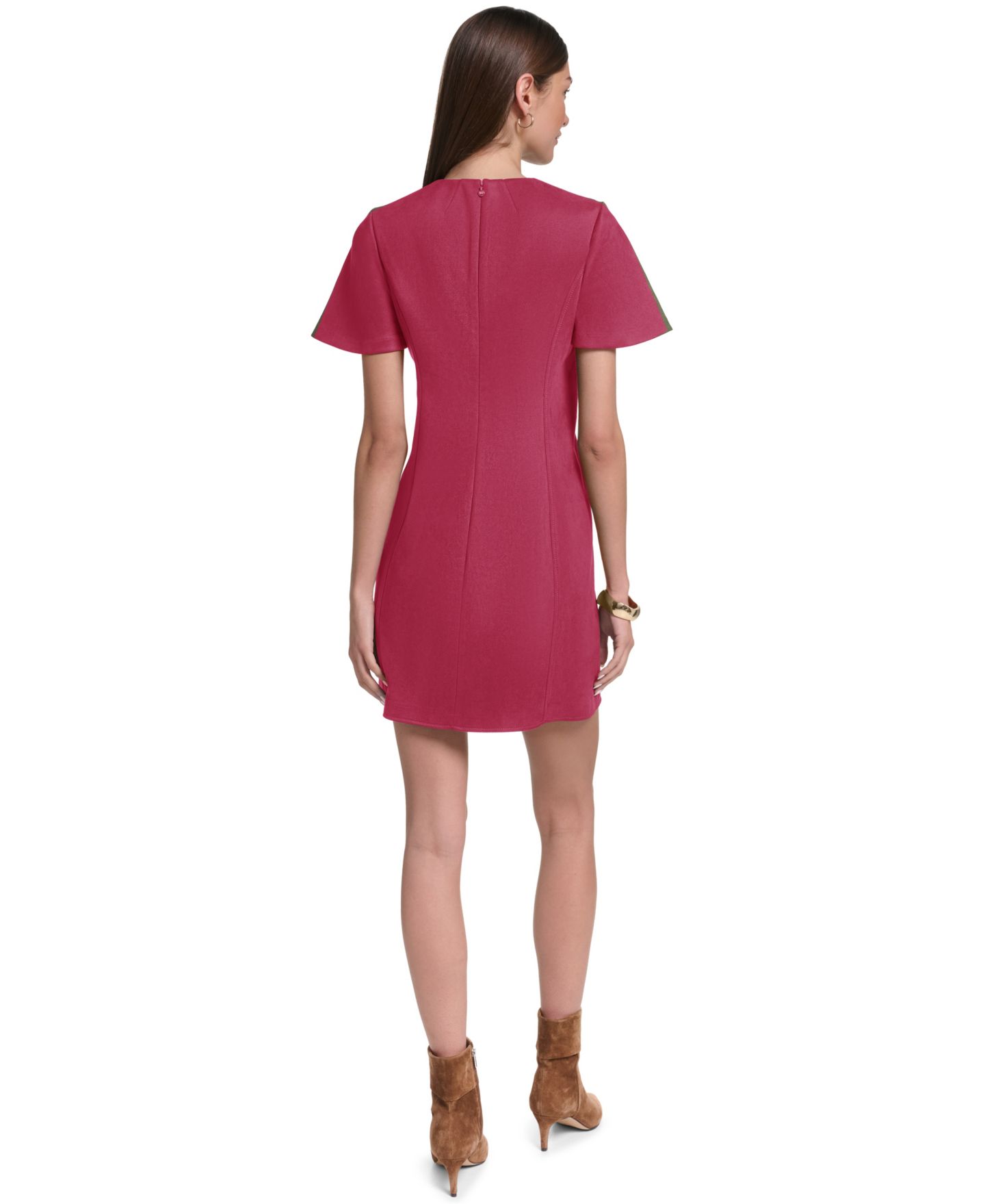 Женское платье Halston Crew Neck Shift, цвет: Ягодный розовый — фото 5