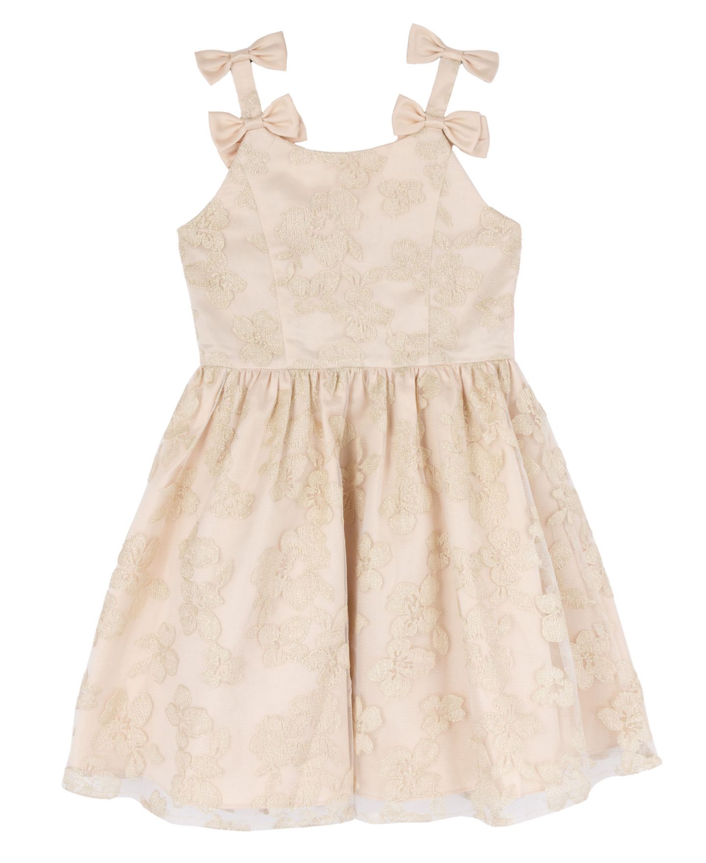Платье Rare Editions Double Bow Shoulder Straps Dress для девочек, цвет: Серо-коричневый — фото 1