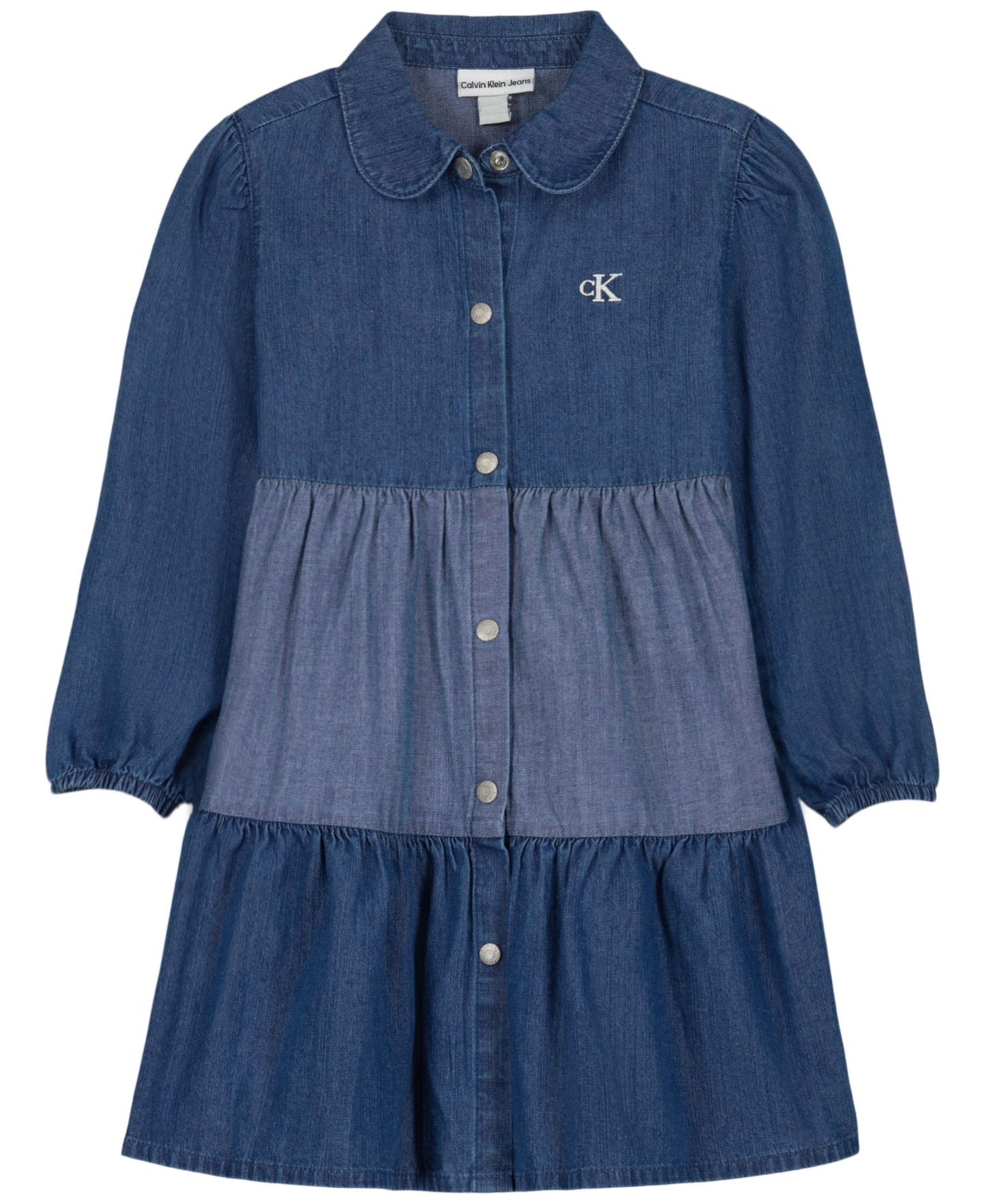 Платье Calvin Klein Collared Denim Button-Front Dress для девочек-малышей, цвет: Джинсовый — фото 1