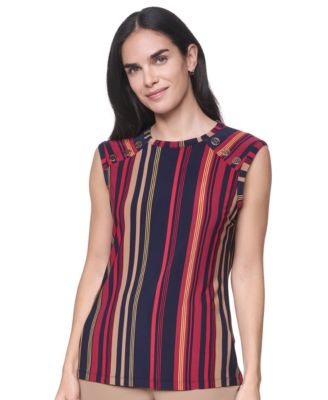 Women's Striped Pull-On Crewneck Top