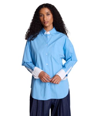 Women's Long-Sleeve Striped Button-Front Shirt