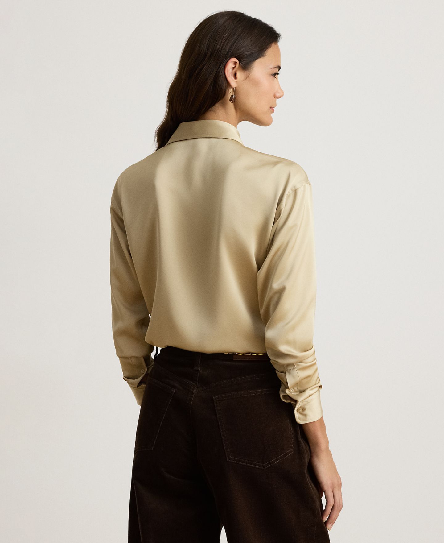 Женская блузка Lauren Ralph Lauren Petite Long-Sleeve Satin, цвет: Сланцевый — фото 10