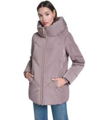 Women's Hooded Chevron-Quilted Puffer Jacket
