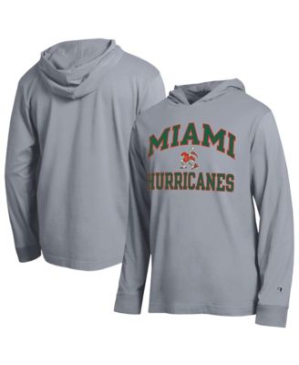 Men's Heather Gray Miami Hurricanes High Motor All-Star Long Sleeve Hooded T-Shirt