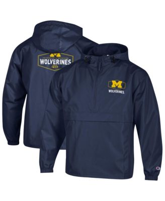 Men's Navy Michigan Wolverines Delay Packable Half-Zip Jacket