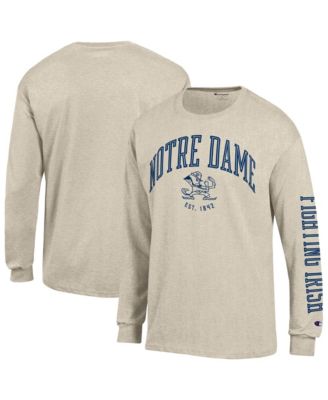 Men's Heather Oatmeal Notre Dame Fighting Irish Neutral Arch Long-Sleeve T-Shirt