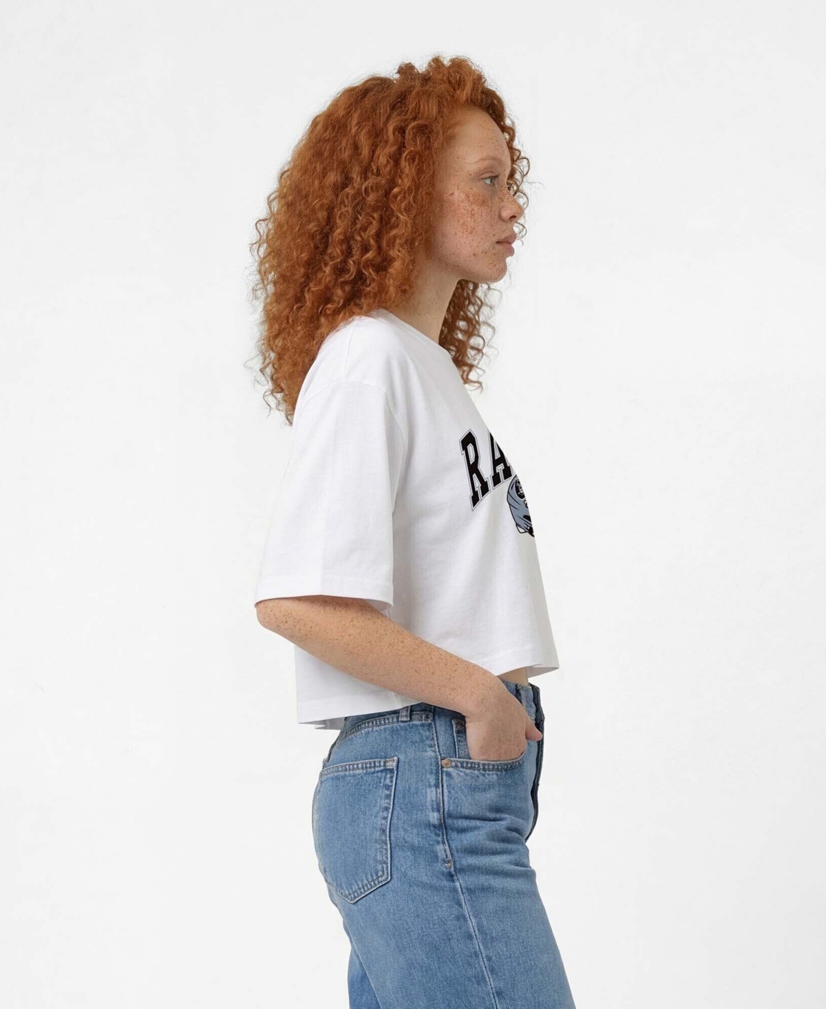 Champion Women's White Las Vegas Raiders Boyfriend Cropped T-Shirt