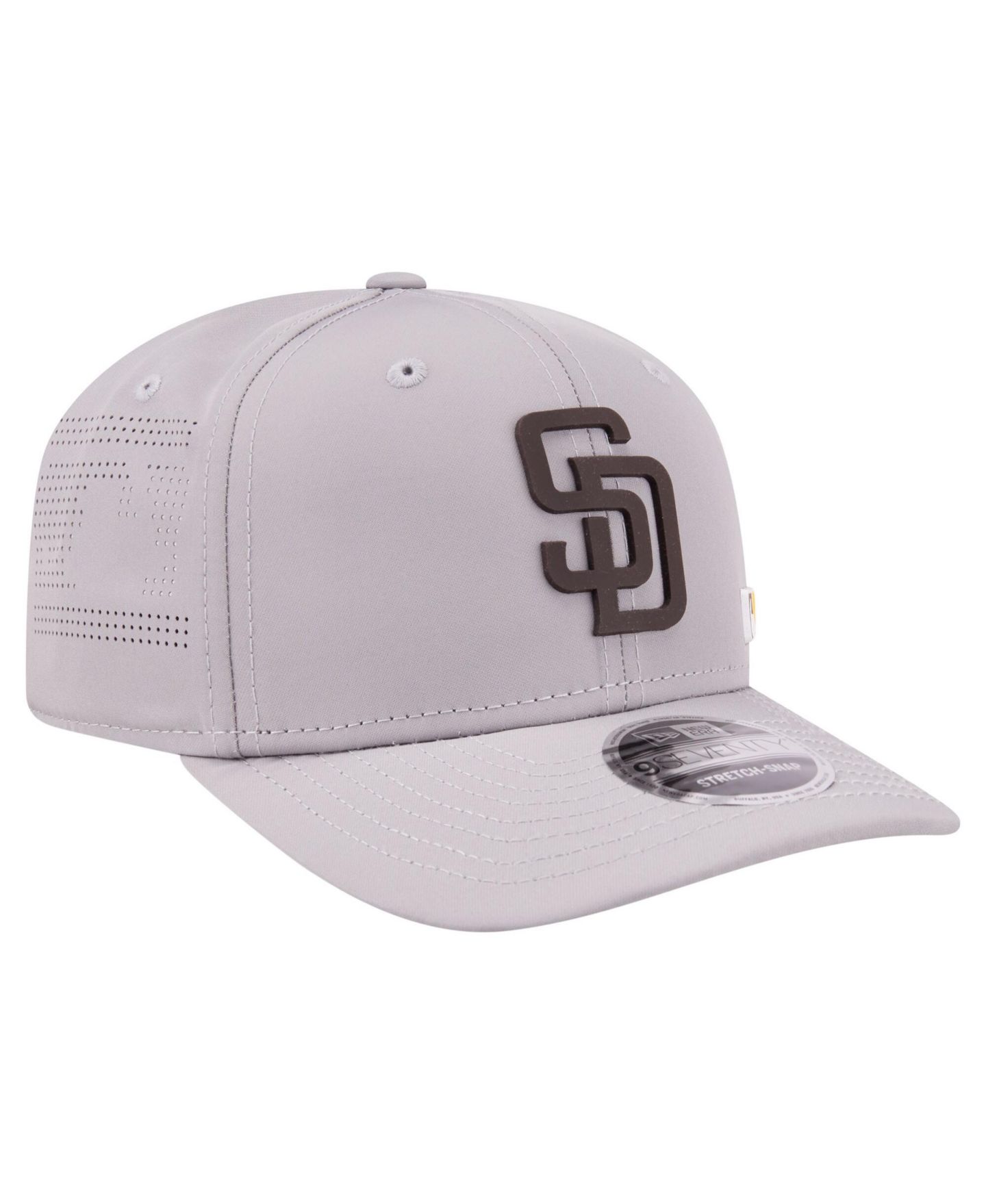 Мужская кепка New Era Gray San Diego Padres Laser Perforated 9SEVENTY Adjustable Hat — фото 4