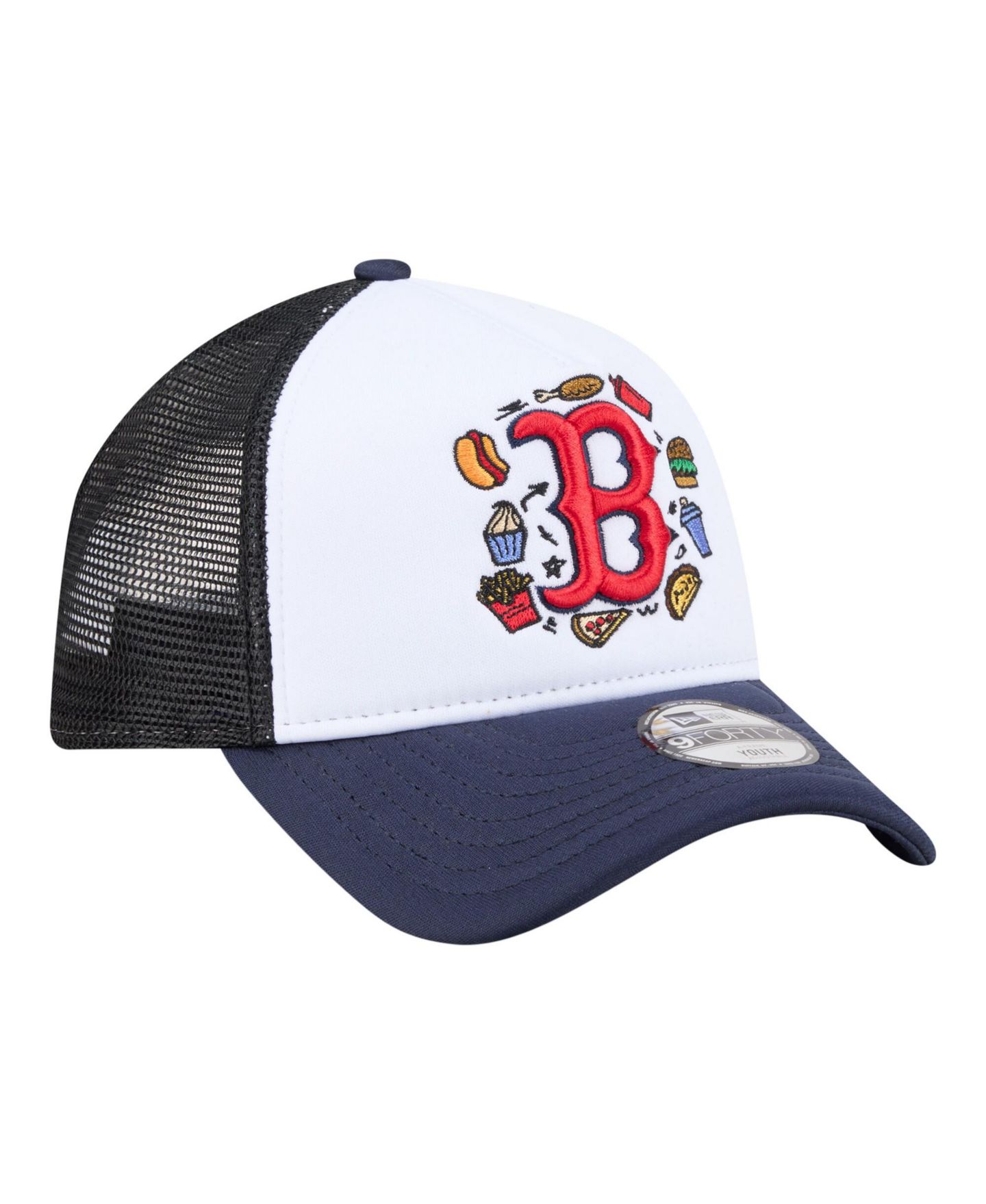 Детская кепка New Era White/Navy Boston Red Sox Food A-Frame 9FORTY Trucker Adjustable Hat — фото 4