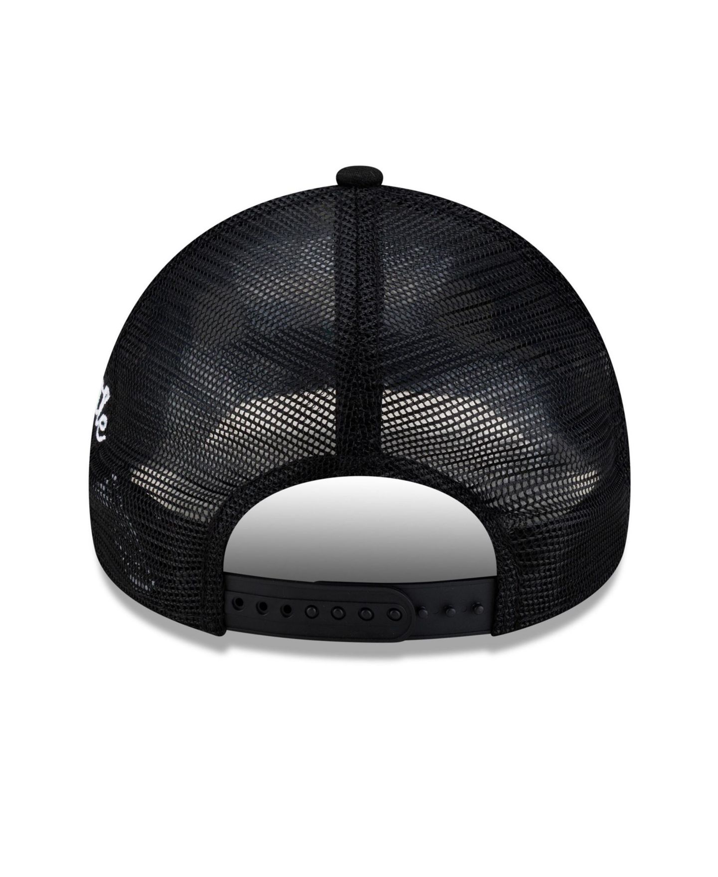 Мужская кепка New Era Black Seattle Mariners Side Script 9FORTY A-Frame Trucker Adjustable Hat — фото 3