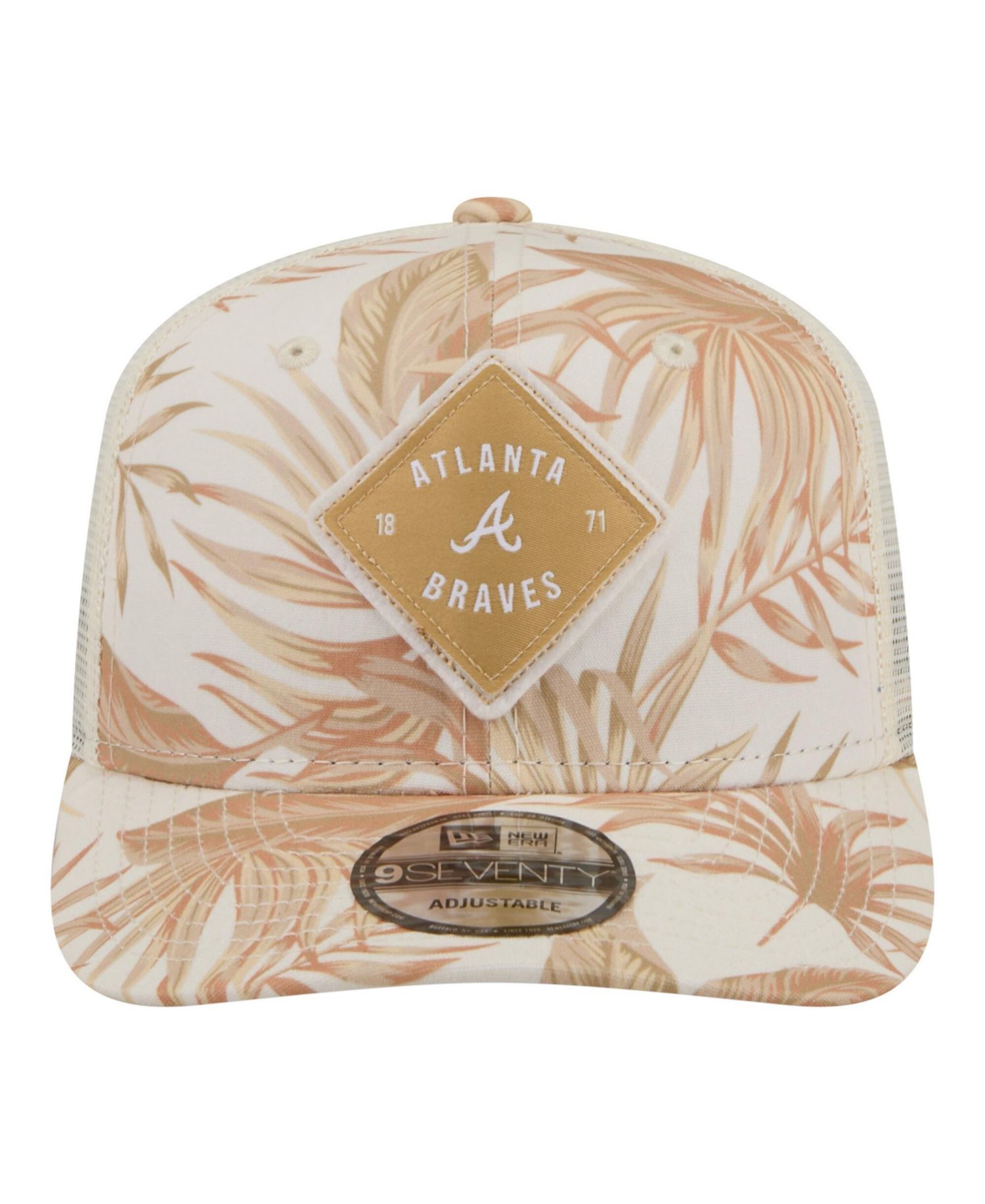 Men's Tan Atlanta Braves Tonal Palm COOLERA 9SEVENTY Adjustable Trucker Hat