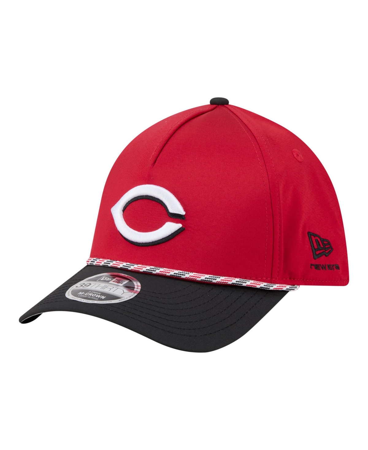 New Era Men's Red, Black Cincinnati Reds Rope M-Crown A-Frame 39THIRTY Flex Hat