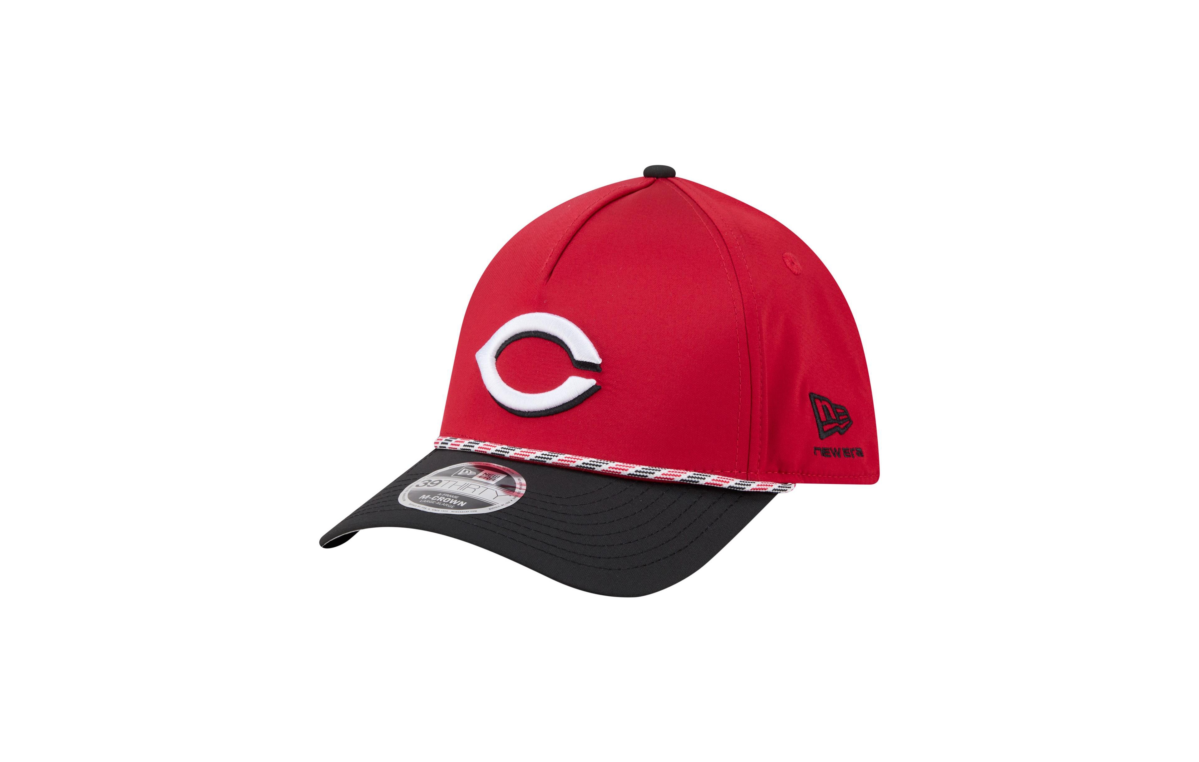 New Era Men's Red, Black Cincinnati Reds Rope M-Crown A-Frame 39THIRTY Flex Hat