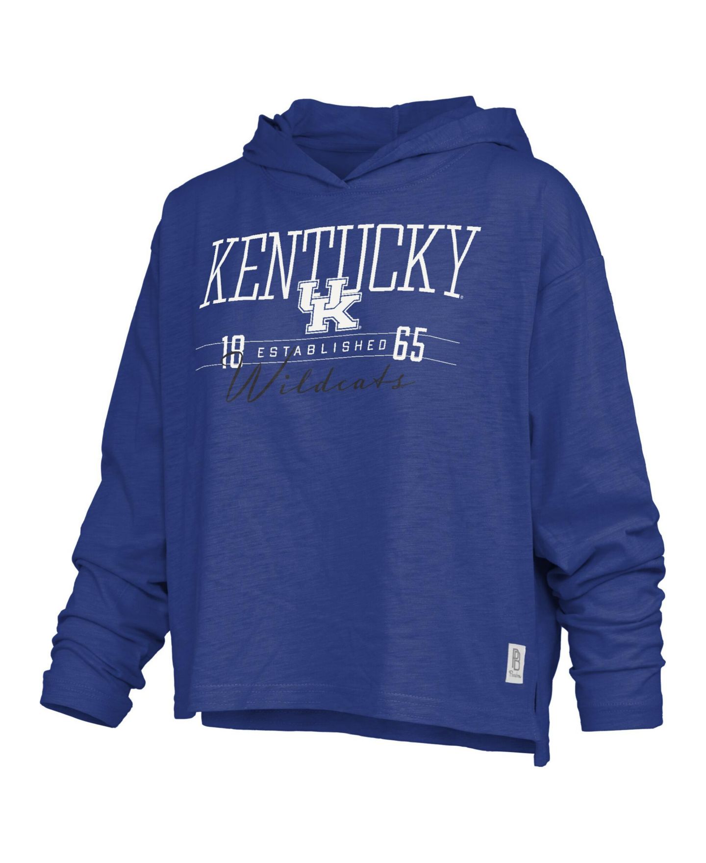 Женская футболка Pressbox Royal Kentucky Wildcats Castillo Slub Waist Length Long Sleeve Hooded — фото 2
