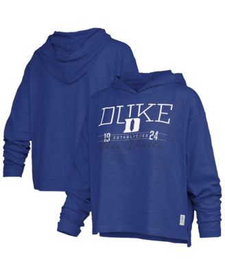 Women's Royal Duke Blue Devils Castillo Slub Waist Length Long Sleeve Hooded T-Shirt