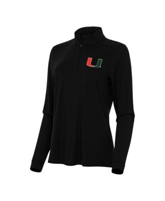 Women's Black Miami Hurricanes Intent Quarter-Zip Top